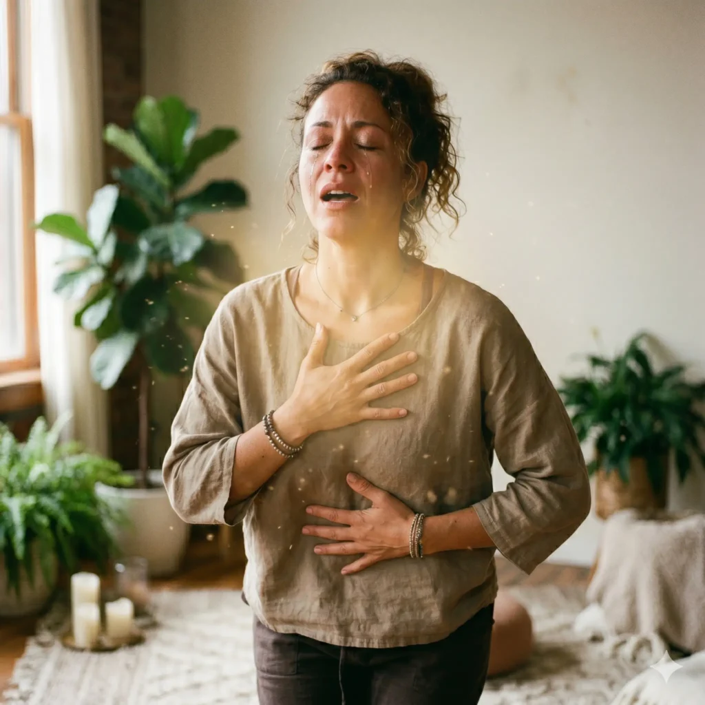 mujer soltando emociones